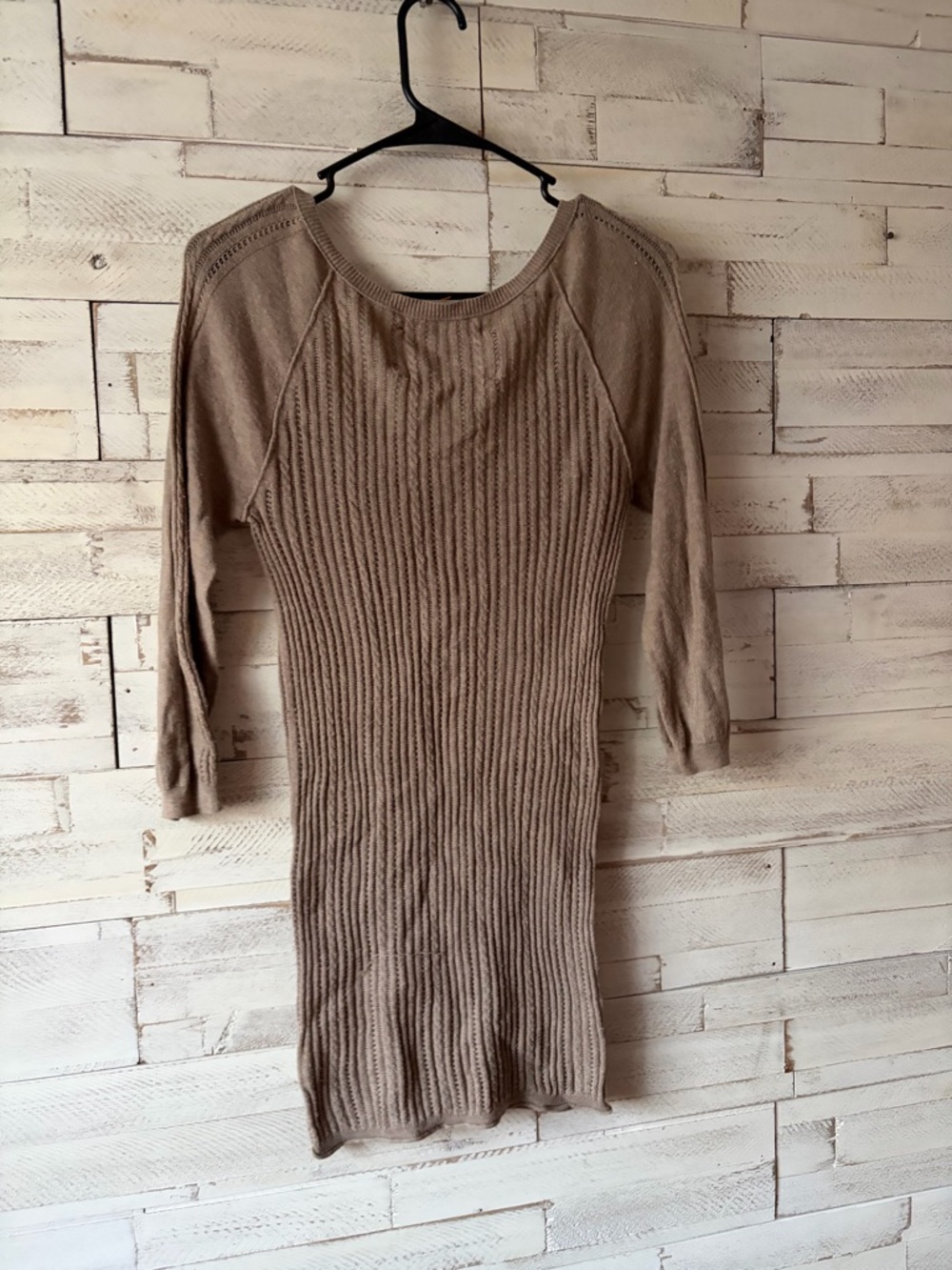 American eagle outfitters vtg y2k ribbed knit Henley large tan brown - Picture 2 of 4